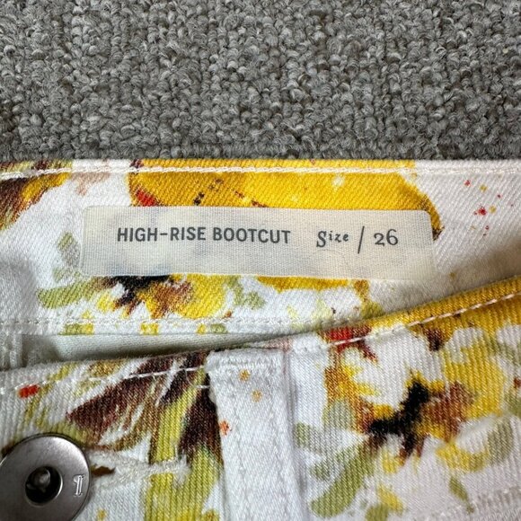 Pilcro Anthropologie Lemon Grove High-Rise Cropped Bootcut Jeans Yellow Size 26 - Picture 5 of 9